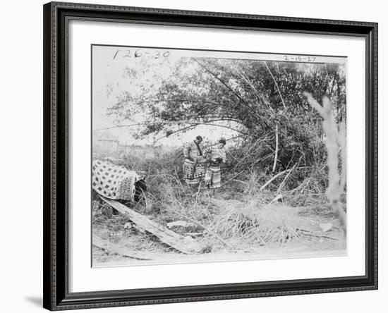 Seminole Indians with a Captured Alligator-American Photographer-Framed Photographic Print