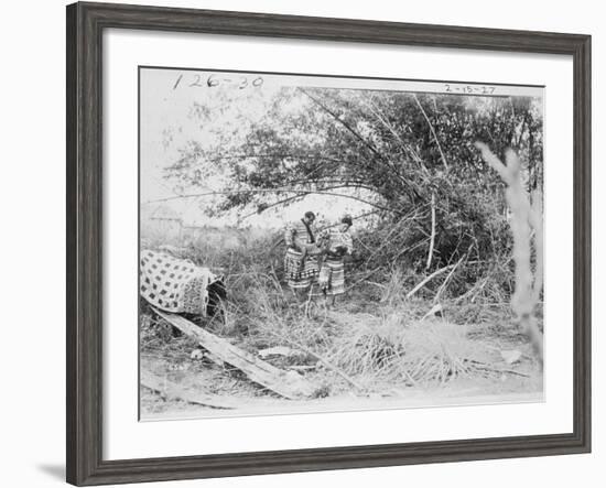 Seminole Indians with a Captured Alligator-American Photographer-Framed Photographic Print