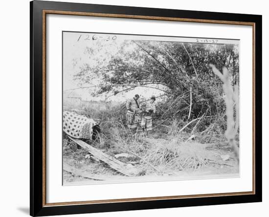 Seminole Indians with a Captured Alligator-American Photographer-Framed Photographic Print
