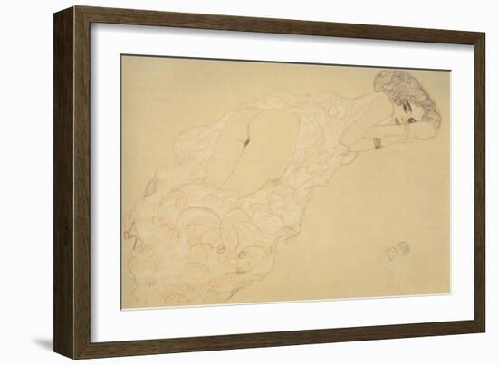 Seminude Lying on Her Stomach-Gustav Klimt-Framed Giclee Print