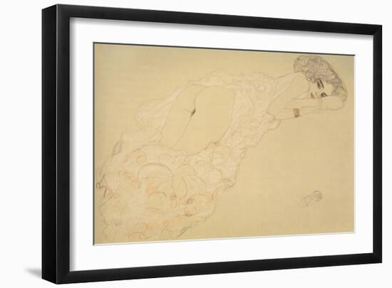 Seminude Lying on Her Stomach-Gustav Klimt-Framed Giclee Print