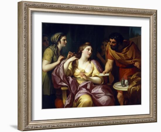 Semiramis Welcomes the News of the Revolt of Babylonian-Anton Raphael Mengs-Framed Giclee Print