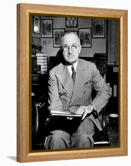 Sen. Harry S. Truman Sitting in His Office-null-Framed Premier Image Canvas