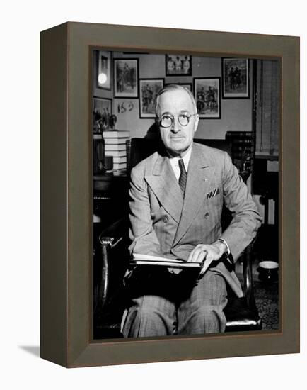 Sen. Harry S. Truman Sitting in His Office-null-Framed Premier Image Canvas