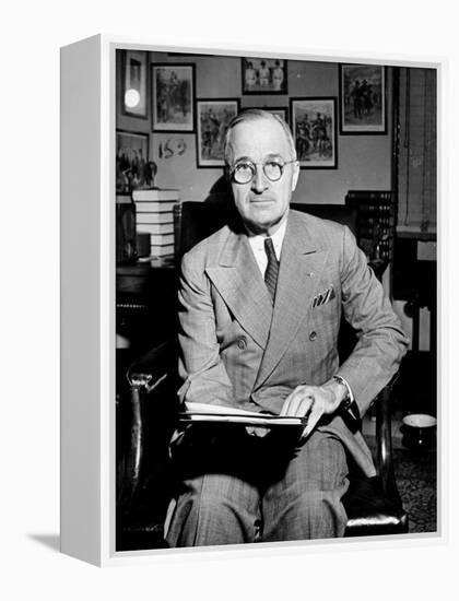 Sen. Harry S. Truman Sitting in His Office-null-Framed Premier Image Canvas