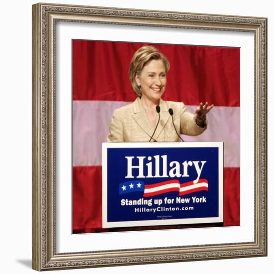 Sen. Hillary Clinton Addresses Supporters at the New York Women for Hillary Luncheon-null-Framed Photographic Print