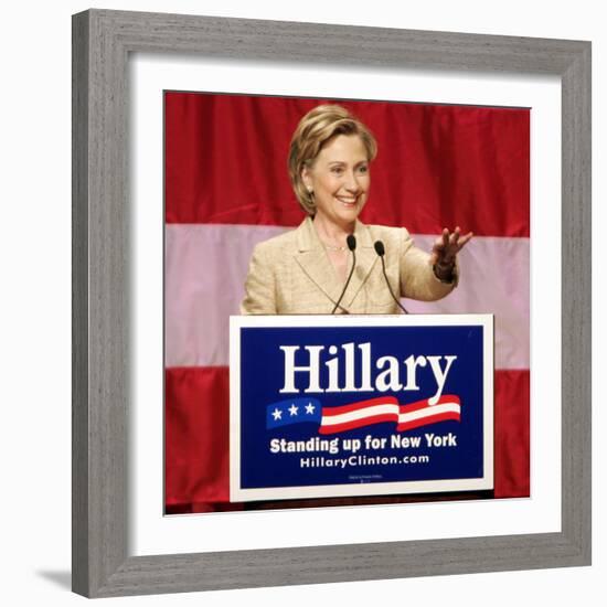Sen. Hillary Clinton Addresses Supporters at the New York Women for Hillary Luncheon-null-Framed Photographic Print