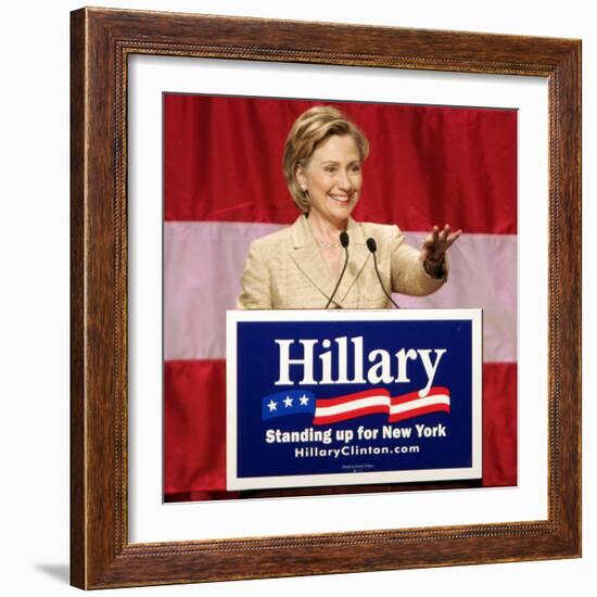 Sen. Hillary Clinton Addresses Supporters at the New York Women for Hillary Luncheon-null-Framed Photographic Print