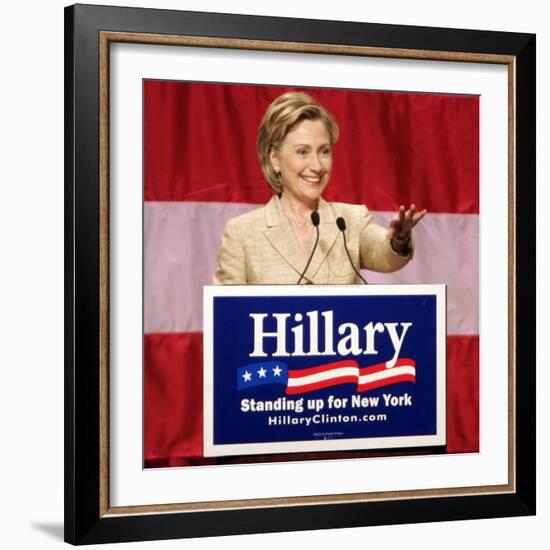 Sen. Hillary Clinton Addresses Supporters at the New York Women for Hillary Luncheon-null-Framed Photographic Print