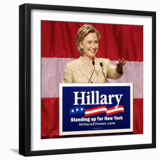 Sen. Hillary Clinton Addresses Supporters at the New York Women for Hillary Luncheon-null-Framed Photographic Print