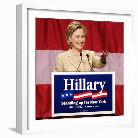 Sen. Hillary Clinton Addresses Supporters at the New York Women for Hillary Luncheon-null-Framed Photographic Print