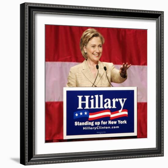 Sen. Hillary Clinton Addresses Supporters at the New York Women for Hillary Luncheon-null-Framed Photographic Print