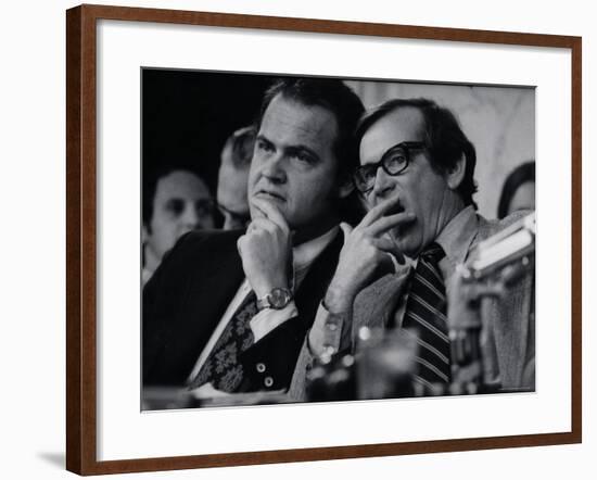 Sen. Howard Baker, Minority Counsel Fred Thompson Listening During Watergate Hearings-Gjon Mili-Framed Premium Photographic Print