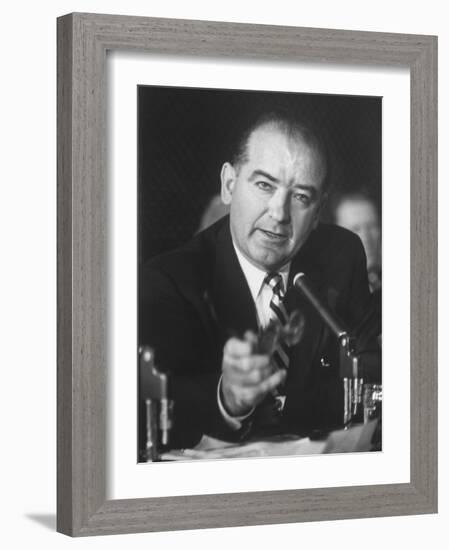 Sen. Joe McCarthy During Army-McCarthy Hearings-Hank Walker-Framed Photographic Print