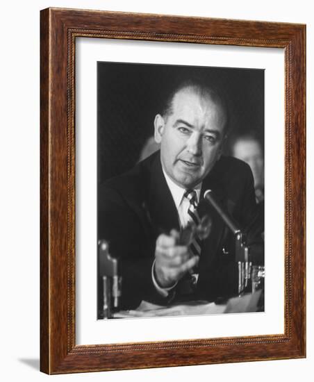 Sen. Joe McCarthy During Army-McCarthy Hearings-Hank Walker-Framed Photographic Print