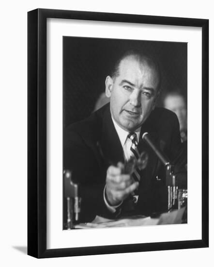 Sen. Joe McCarthy During Army-McCarthy Hearings-Hank Walker-Framed Photographic Print