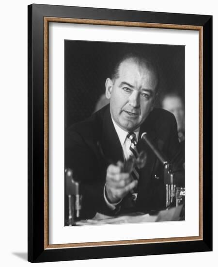 Sen. Joe McCarthy During Army-McCarthy Hearings-Hank Walker-Framed Photographic Print