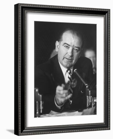 Sen. Joe McCarthy During Army-McCarthy Hearings-Hank Walker-Framed Photographic Print