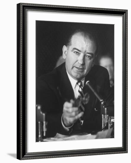 Sen. Joe McCarthy During Army-McCarthy Hearings-Hank Walker-Framed Photographic Print
