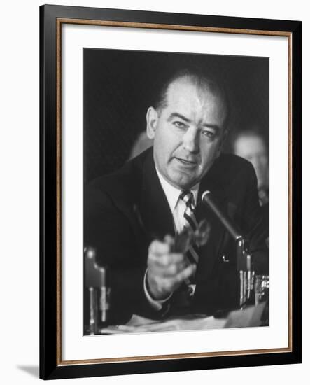 Sen. Joe McCarthy During Army-McCarthy Hearings-Hank Walker-Framed Photographic Print