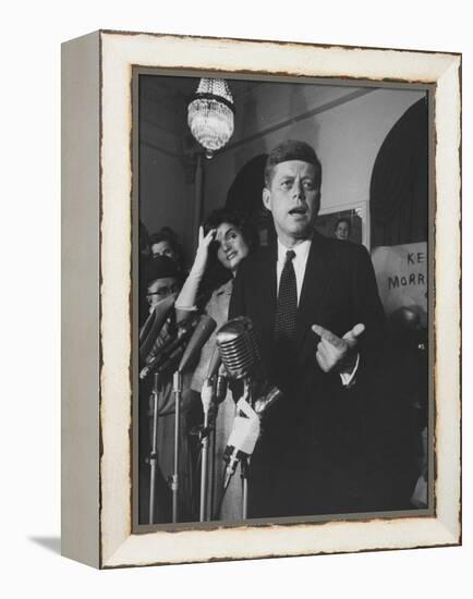 Sen. John F. Kennedy and His Wife Speaking-Ed Clark-Framed Premier Image Canvas