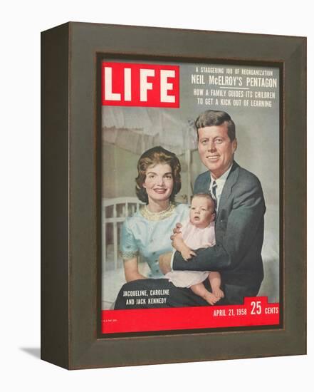 Sen. John F. Kennedy and Wife Jacqueline Showing off Newborn Caroline Kennedy, April 21, 1958-Nina Leen-Framed Premier Image Canvas