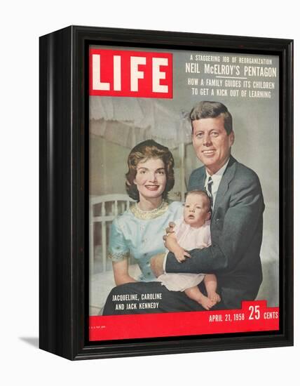 Sen. John F. Kennedy and Wife Jacqueline Showing off Newborn Caroline Kennedy, April 21, 1958-Nina Leen-Framed Premier Image Canvas