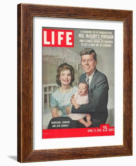 Sen. John F. Kennedy and Wife Jacqueline Showing off Newborn Caroline Kennedy, April 21, 1958-Nina Leen-Framed Photographic Print