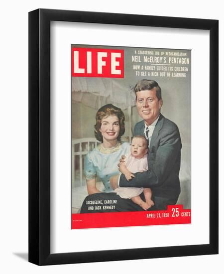 Sen. John F. Kennedy and Wife Jacqueline Showing off Newborn Caroline Kennedy, April 21, 1958-Nina Leen-Framed Photographic Print