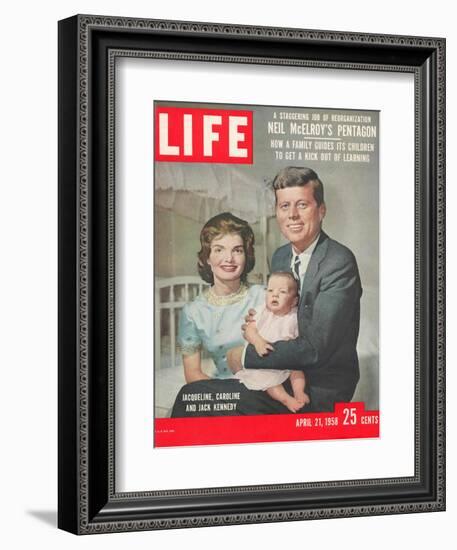 Sen. John F. Kennedy and Wife Jacqueline Showing off Newborn Caroline Kennedy, April 21, 1958-Nina Leen-Framed Photographic Print