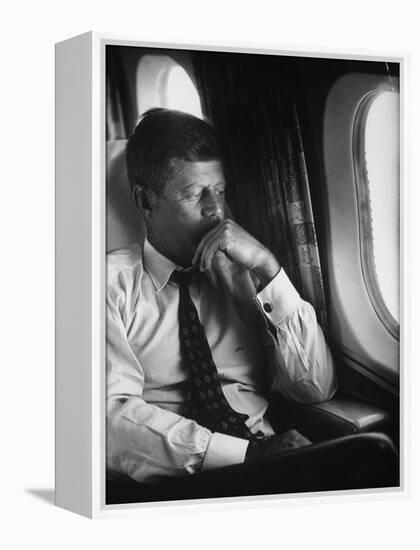 Sen. John F. Kennedy on His Private Plane During His Presidential Campaign-null-Framed Premier Image Canvas