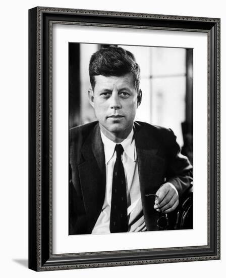 Sen. John F. Kennedy Posing for Picture-null-Framed Photographic Print