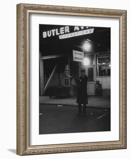 Sen. John F. Kennedy Reading the Newspaper-Ed Clark-Framed Photographic Print