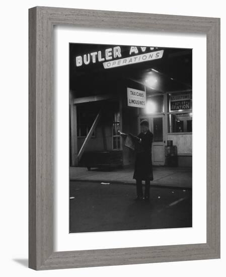 Sen. John F. Kennedy Reading the Newspaper-Ed Clark-Framed Photographic Print