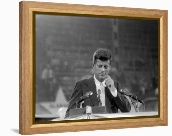 Sen. John F. Kennedy Speaking at Democratic National Convention-null-Framed Premier Image Canvas