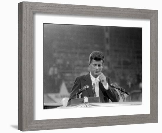 Sen. John F. Kennedy Speaking at Democratic National Convention-null-Framed Photographic Print