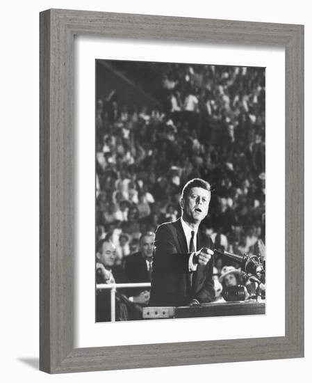 Sen. John F. Kennedy Speaking at the 1960 Democratic National Convention-Ed Clark-Framed Photographic Print