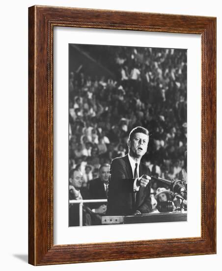 Sen. John F. Kennedy Speaking at the 1960 Democratic National Convention-Ed Clark-Framed Photographic Print