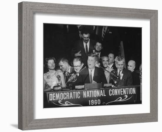 Sen. John F. Kennedy Speaking at the Democratic National Convention-null-Framed Photographic Print