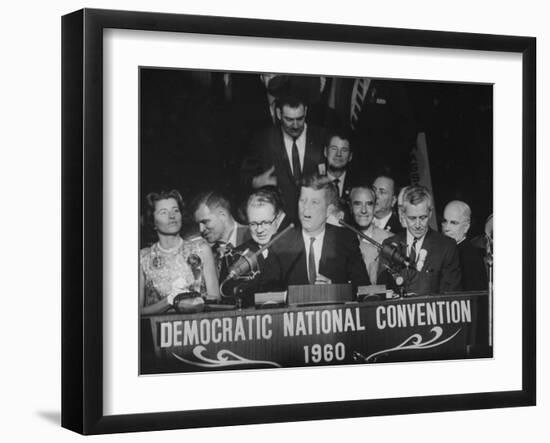 Sen. John F. Kennedy Speaking at the Democratic National Convention-null-Framed Photographic Print