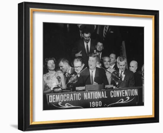 Sen. John F. Kennedy Speaking at the Democratic National Convention-null-Framed Photographic Print