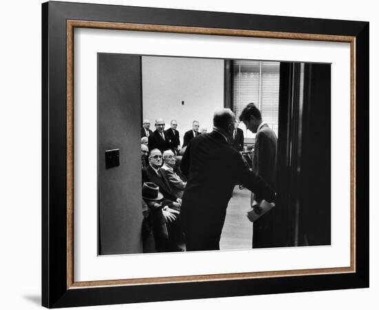 Sen. John F. Kennedy with Bishop G. Bromley Oxnam-null-Framed Photographic Print