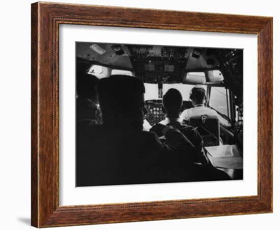 Sen. John F. Kennedy with His Staff on His Presidential Campaign Plane-null-Framed Photographic Print