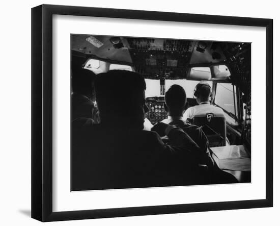 Sen. John F. Kennedy with His Staff on His Presidential Campaign Plane-null-Framed Photographic Print