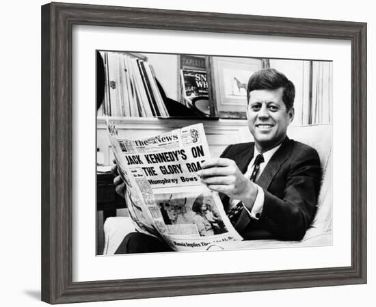 Sen John Kennedy Becomes the Front-Runner for the 1960 Democratic Presidential Nomination-null-Framed Photo