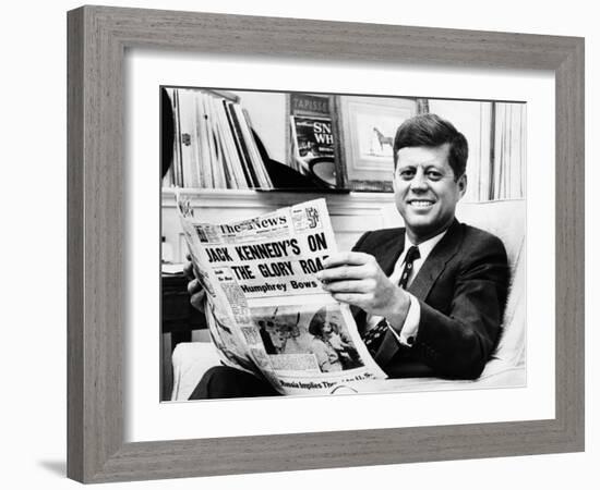 Sen John Kennedy Becomes the Front-Runner for the 1960 Democratic Presidential Nomination-null-Framed Photo