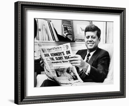 Sen John Kennedy Becomes the Front-Runner for the 1960 Democratic Presidential Nomination-null-Framed Photo