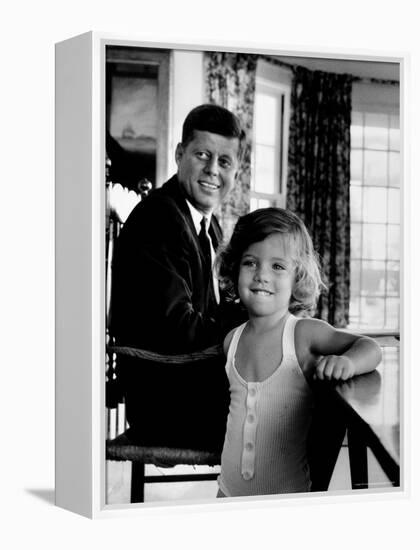 Sen. John Kennedy with Daughter Caroline After Democratic Party Named Him 1960 Pres. Candidate-Alfred Eisenstaedt-Framed Premier Image Canvas