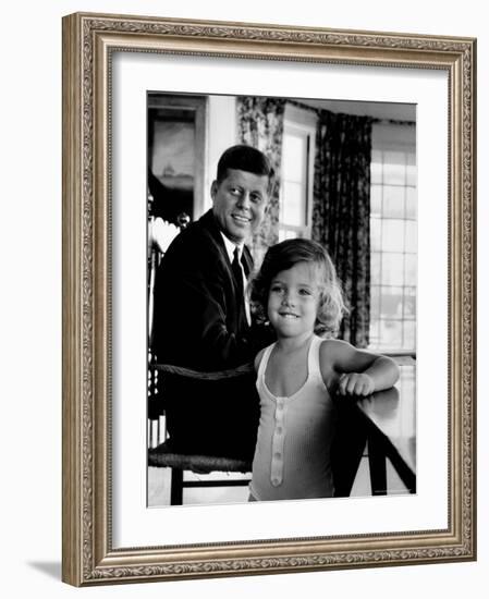 Sen. John Kennedy with Daughter Caroline After Democratic Party Named Him 1960 Pres. Candidate-Alfred Eisenstaedt-Framed Photographic Print