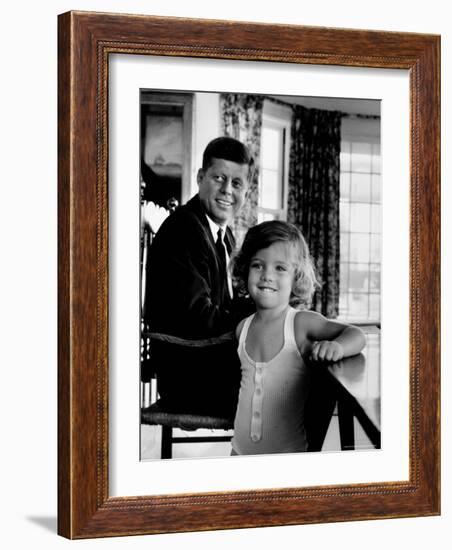 Sen. John Kennedy with Daughter Caroline After Democratic Party Named Him 1960 Pres. Candidate-Alfred Eisenstaedt-Framed Photographic Print